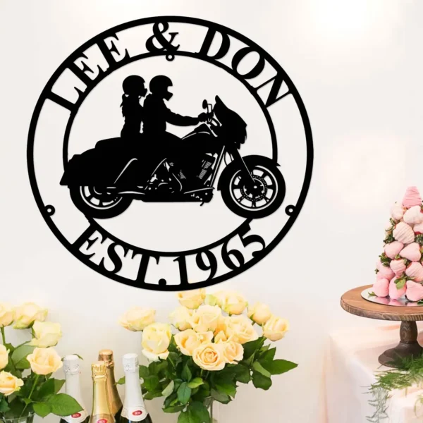 Custom Motorcycle Duo Riding Metal Wall Art Sign - Image 3