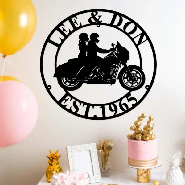 Custom Motorcycle Duo Riding Metal Wall Art Sign - Image 2