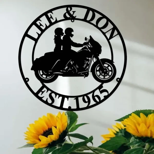 Custom Motorcycle Duo Riding Metal Wall Art Sign