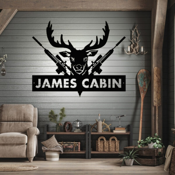 Custom Metal Deer Hunting Cabin Sign