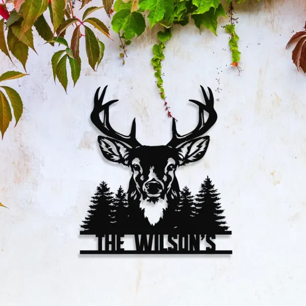 Personalized Metal Deer Forest Sign