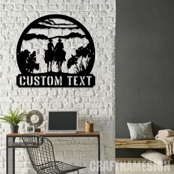 Personalized Cowboy Cowgirl Couple Metal Wall Sign - Image 3