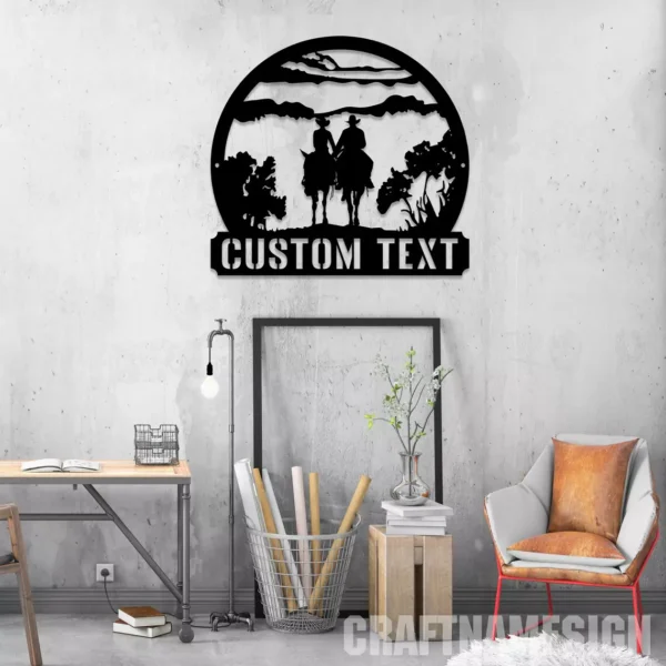 Personalized Cowboy Cowgirl Couple Metal Wall Sign - Image 2