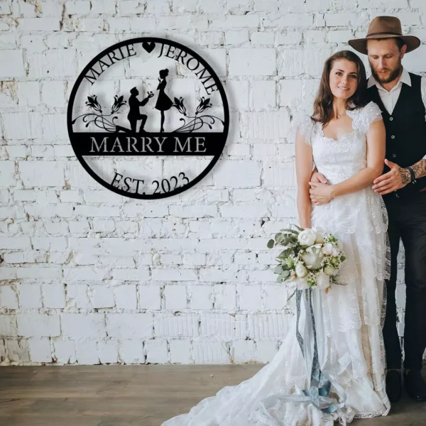 Personalized Marry Me Couple metal sign