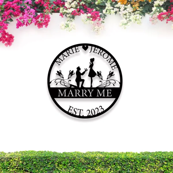 Personalized Marry Me Couple metal sign - Image 4