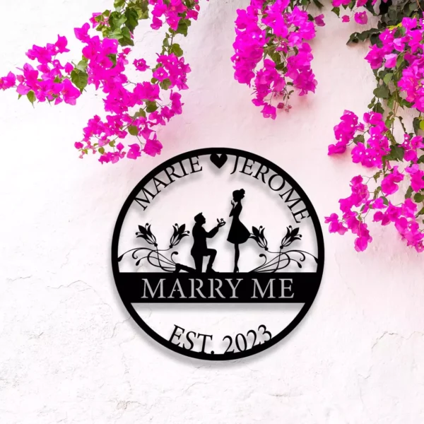 Personalized Marry Me Couple metal sign - Image 5