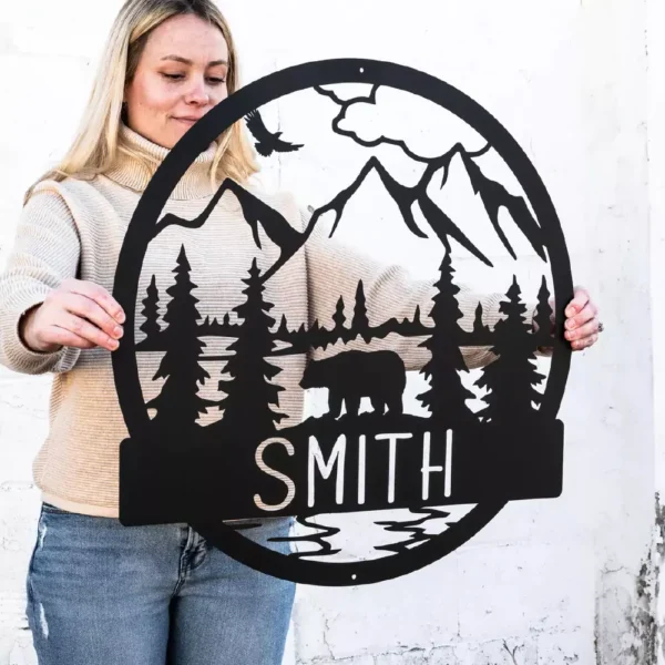 Personalized Metal Bear Sign