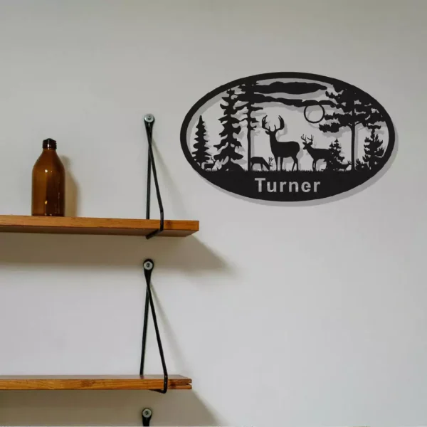 Custom Oval Deer Metal Cabin Sign - Image 2