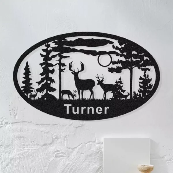 Custom Oval Deer Metal Cabin Sign