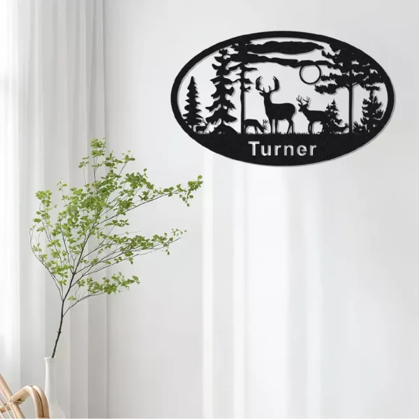 Custom Oval Deer Metal Cabin Sign - Image 4