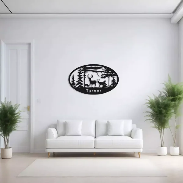 Custom Oval Deer Metal Cabin Sign - Image 3